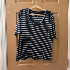 Everlane - The Vintage Rib Scoop Neck Top - Navy & Bone - Medium